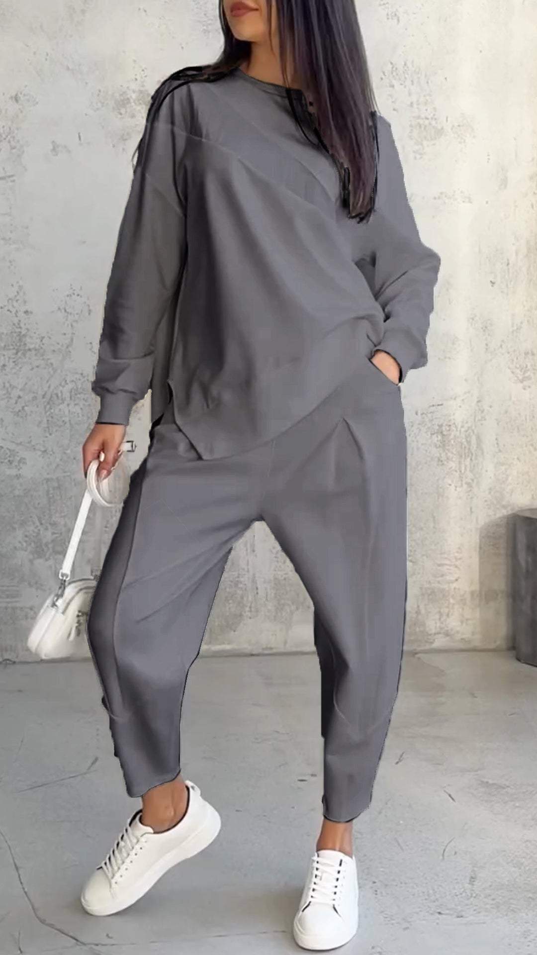 Floriana™ | Todelt sæt med rund halsudskæring og lange ærmer